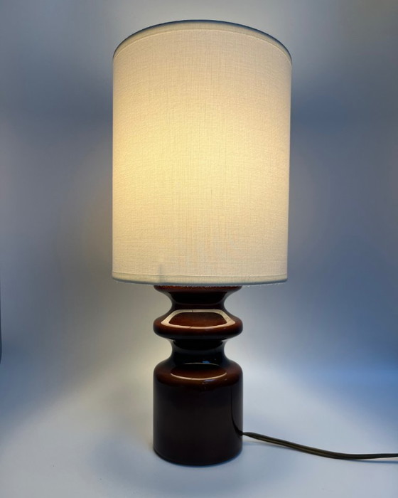 Image 1 of Vintage bruine keramische tafellamp – Frankrijk, jaren 70
