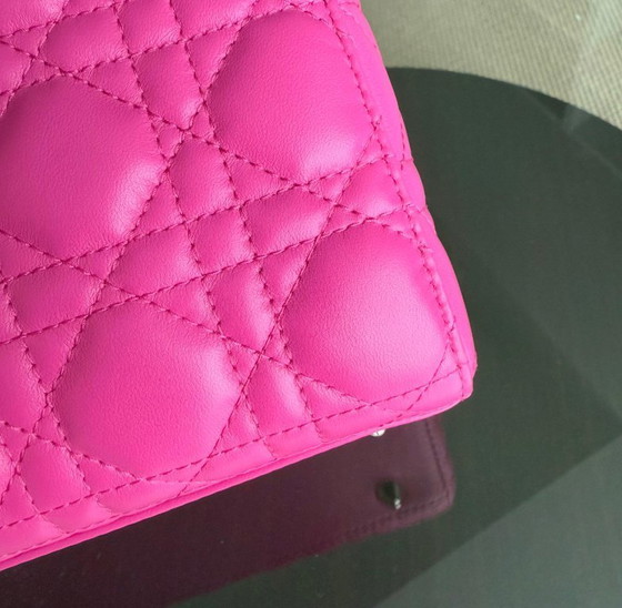 Image 1 of DIOR LADY SMALL - CANNAGE LAMMLEDER BARBIE PINK SILBERNE BESCHLÄGE