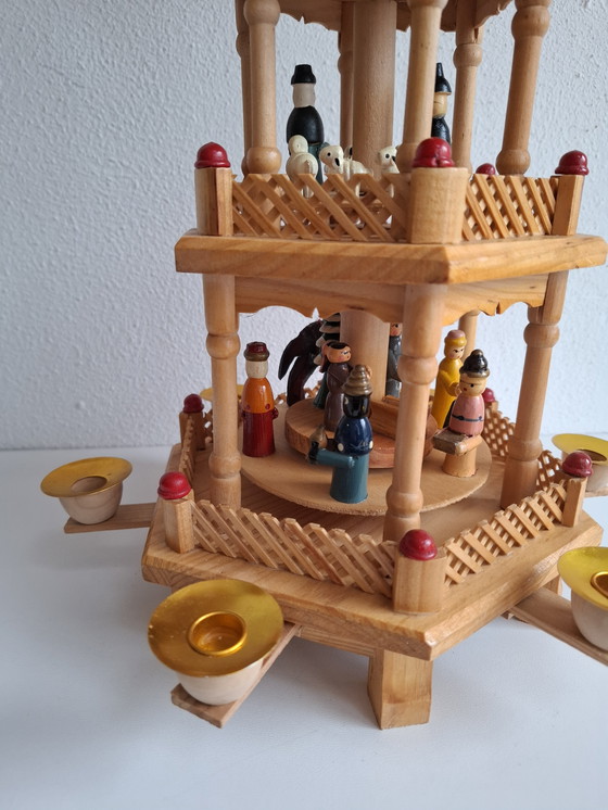 Image 1 of Vintage Christmas pyramid 3 tiers Ore Mountains