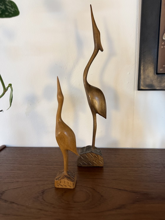 Image 1 of Set of 2 vintage teak cranes '60