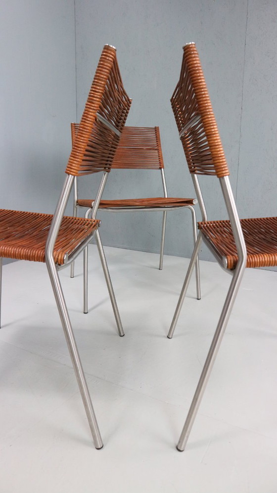 Image 1 of Satz von 6 Esszimmerstühlen "Miss B" von Tito Agnoli für Bonacina, Italien