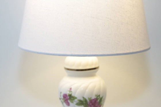 Image 1 of Porcelain table lamp, hand-painted, 1980s vintage