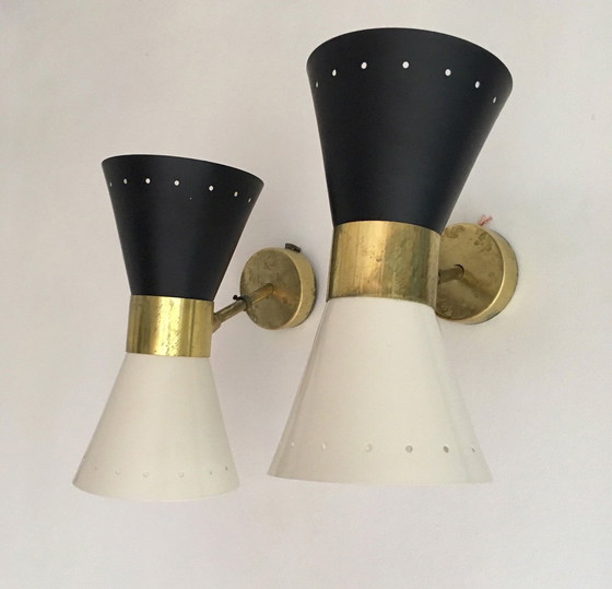Image 1 of Pair of "diabolo" wall sconces, 1950s design