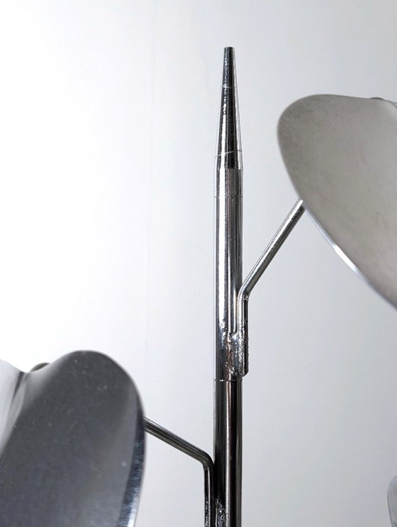 Image 1 of Chrome Leaf Floor Sculpture on Circular Base, 1970s