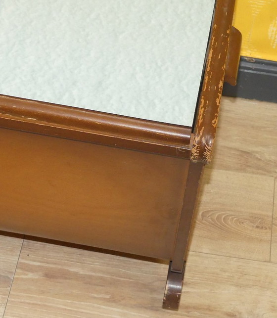 Image 1 of 50er Jahre Nähkasten Kefer Kleinmöbel München Aufbewahrung auf Rollen Nähkorb Nähwagen sixties mid century retro vintage