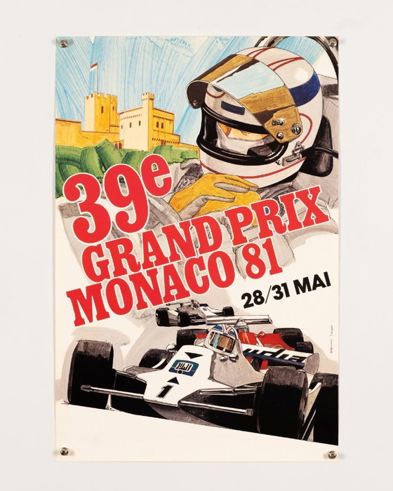 Image 1 of Grand Prix de Monaco 39e 1981 – Affiche vintage originale en édition limitée par J. Grognet – Vintage – 60 x 40 cm