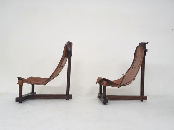 Image 1 of Ensemble de deux fauteuils lounge en cuir façon selle, Brésil, années 1960