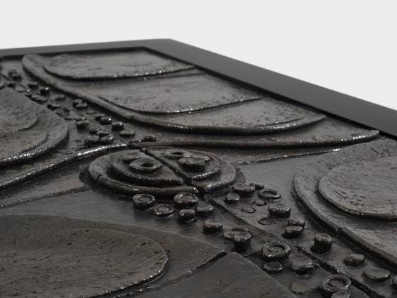 Image 1 of Belgian brutalist ceramic lacquer coffee table Erik Deforce 1977