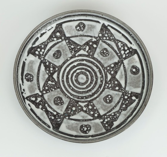 Image 1 of grande ciotola carstens piatto decorato ankara smalto grigio e marrone no. 1075-31 ceramica metà secolo 1960 wgp