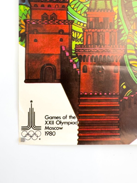 Image 1 of 🏅 Moscow 1980 – Original Olympics Poster by V. Davidov (Spanish Sponsor Edition) – 1980 | 61 x 41cm