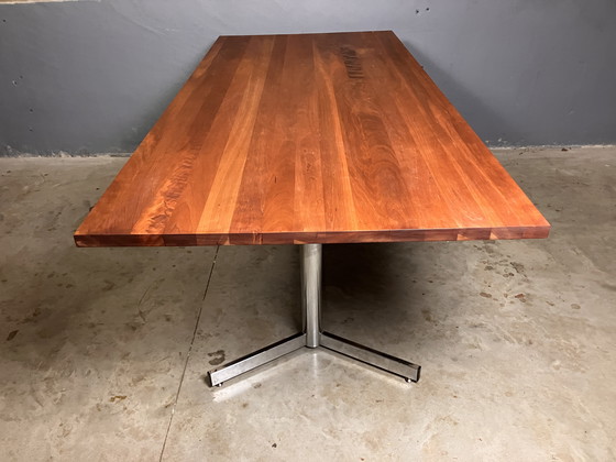 Image 1 of Vintage Dining Table Chrome Solid cherry industrial