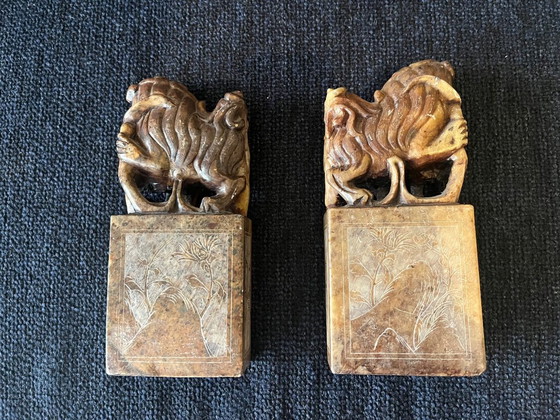 2 Chinese Speksteenstempels – Chinese makelij, Decoratieve objecten, Stone (photo 2 of 6)