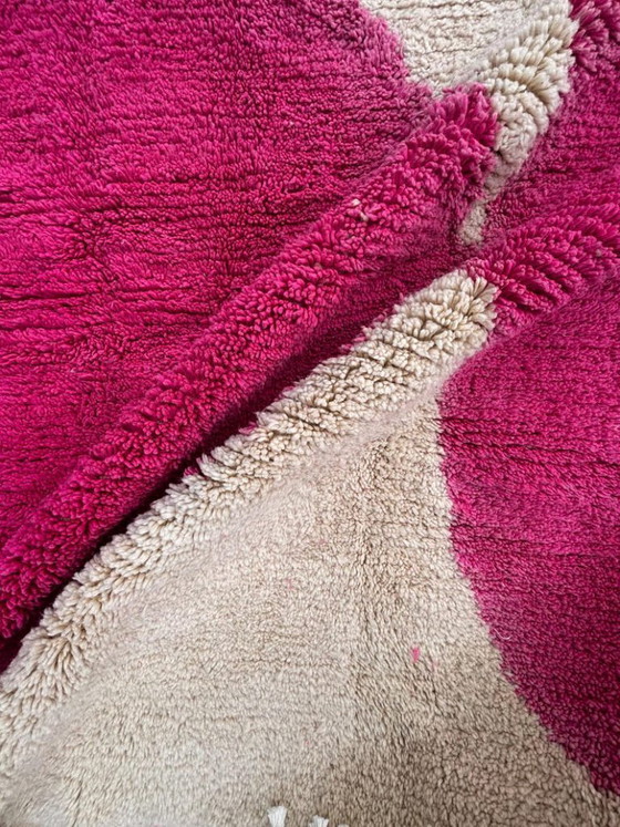 Image 1 of Pink and white Moroccan Mrirt Wool Rug 300X200 cm – Handwoven Berber Carpet, Modern Abstract Boho Style, Authentic Wool Area Rug