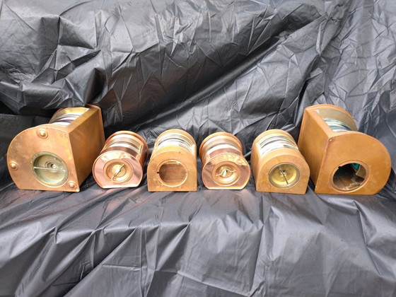 Set di 6 diverse lampade nautiche antiche – Applique, Vetro, Ottone (photo 6 of 14)