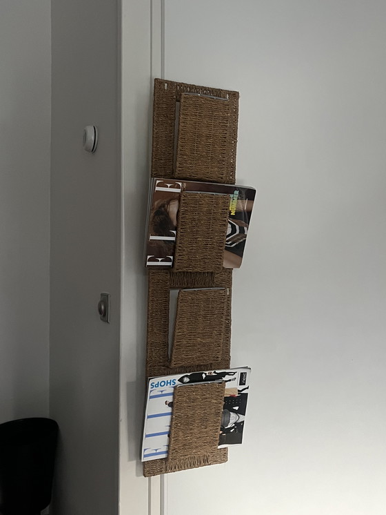 Image 1 of Portariviste/portaoggetti da parete vintage in rattan IKEA (anni '80/'90)