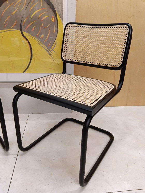 Image 1 of ALIVARMVSEVM 104. SET of 2 CESCA B32 Chairs (NEW) in Black Frame Limited Edition 