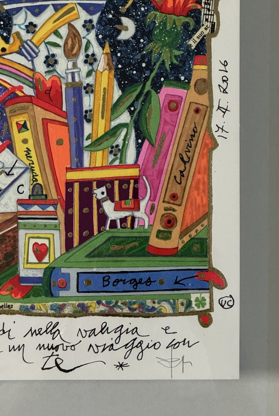 Image 1 of Serigrafía de Francesco Musante, 25 x 35 cm, «Enmarco mis recuerdos», hogar, arte pop.