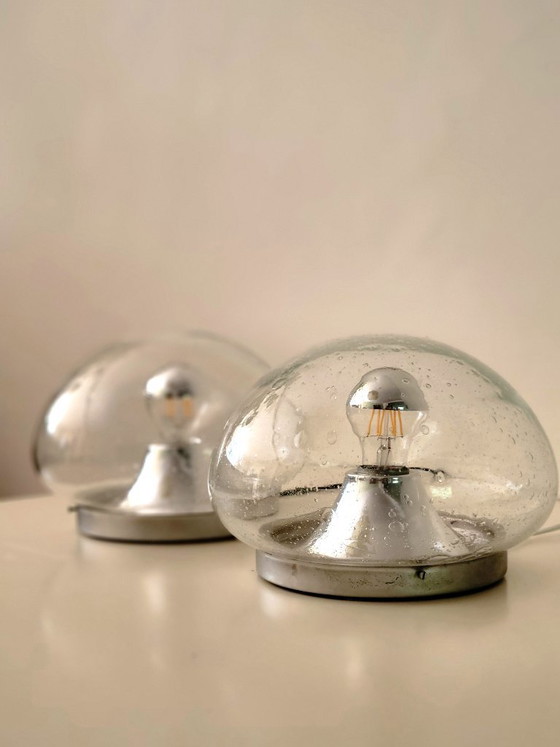 Image 1 of Set di 2 lampade da parete o da soffitto RZB Leuchten in vetro a bolle, Germania, anni '70