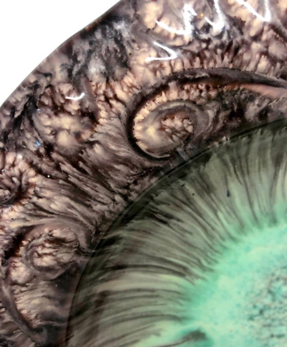 Image 1 of Vintage Schlossberg Keramik West Germany Bowl - Fat Lava Era - Turquoise & Brown -Mid Century Modern