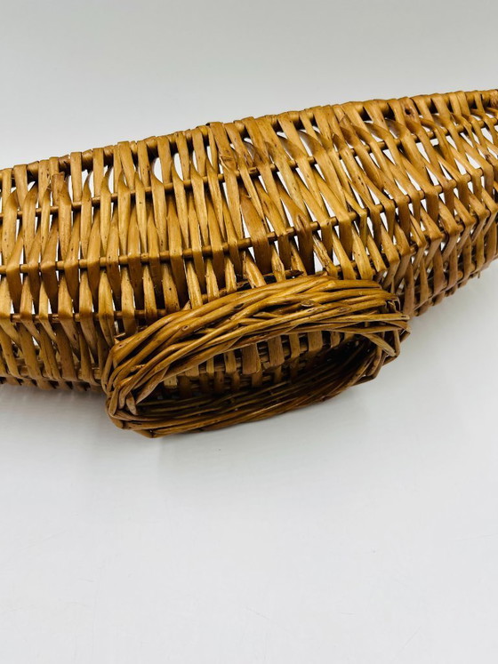 Image 1 of Vintage elongated basket in woven wicker