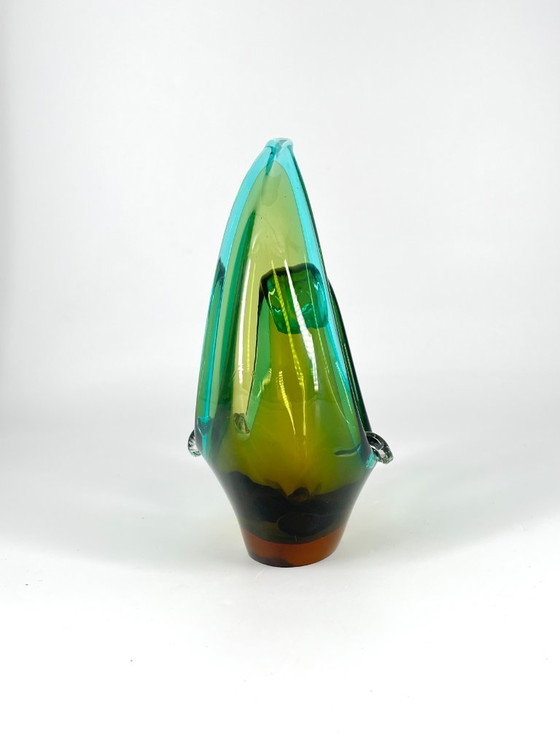 Scultura in Vetro Murano Sommerso – Vintage Anni '60/'70 – Verde Turchese Ambra – Vasi, Glass (photo 4 of 11)