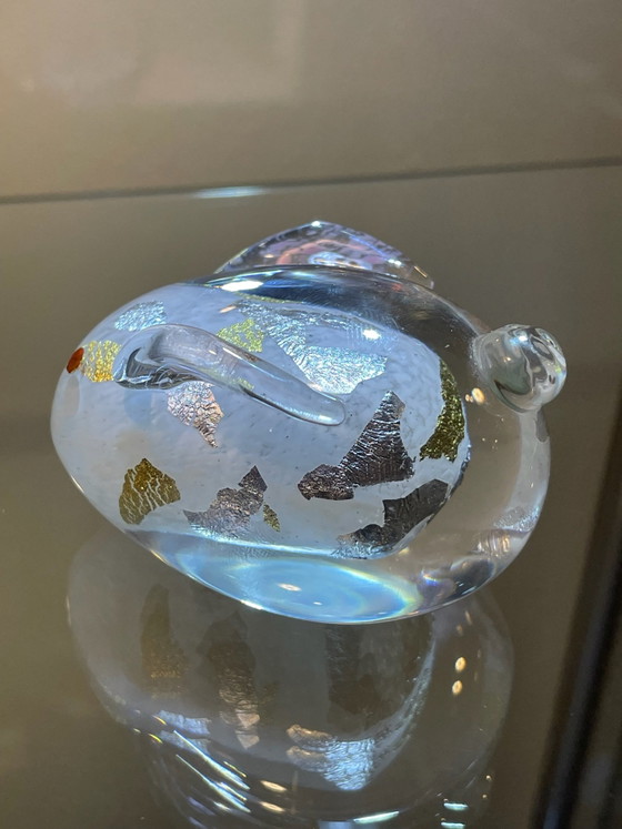 Japanse glazen muis of konijn beeldje met goud- en zilverblad, Decoratieve objecten, Transparant (foto 6 van 14)