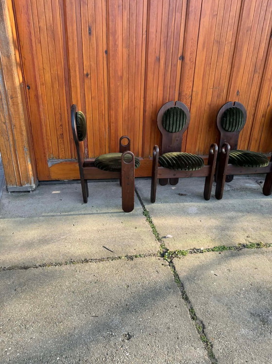Mid-Century Dining Chairs from Szedleczky Maria, 1960s, Set of 4, Brown, Mid Century Modern (photo 5 of 6)