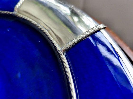 Antiker marokkanischer Wandteller mit massivem Silberrand – Wanddekoration, Ceramic, Silver (photo 11 of 12)