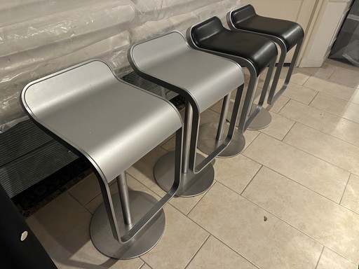 Ensemble de 4 tabourets de bar La Palma en acier inoxydable