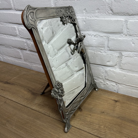 Image 1 of Miroir ancien Art Nouveau Jugendstil "Le premier coucou" Miroir Echo