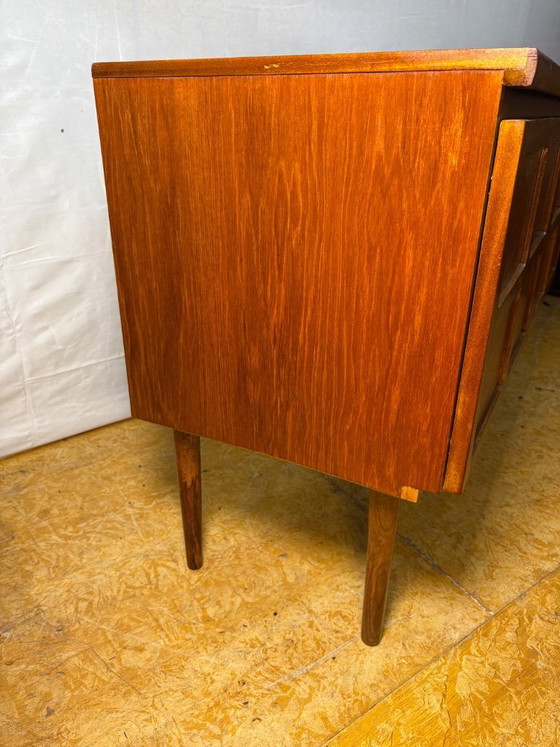 Image 1 of Mid-Century Retro Vintage Teak Sideboard by Nathan 1960s    Square Design • Two Doors • British Design Classic    A striking mid
