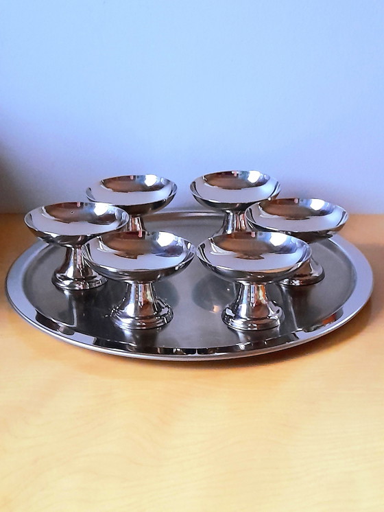 Image 1 of Roestvrijstalen ijs-/dessertbekers 1970