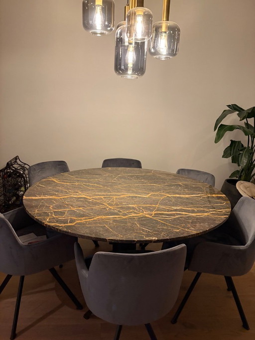 Table de salle à manger ronde en marbre de 150 cm