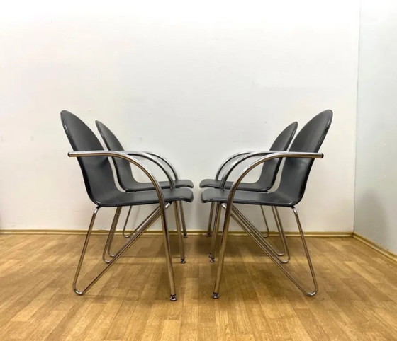 Image 1 of Set di 4 sedie retrò con braccioli, anni '80, Cecoslovacchia