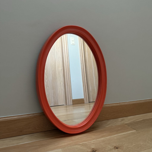 Miroir orange ovale vintage