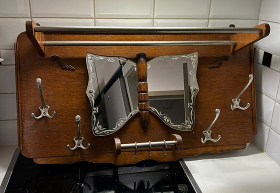 Image 1 of Porte-manteau vintage des années 60 + miroir.
