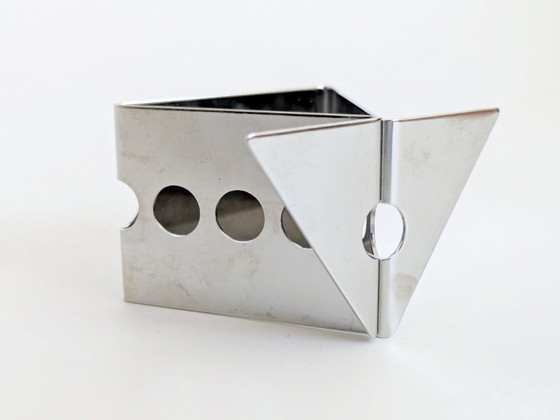 Image 1 of Set of 6 Nathalie du Pasquier Stainless Steel Napkin Rings, Postmodern Geometric Design
