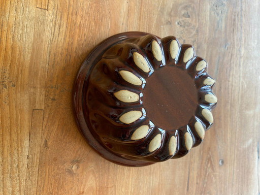 Boîte à pâtisserie vintage en céramique brune