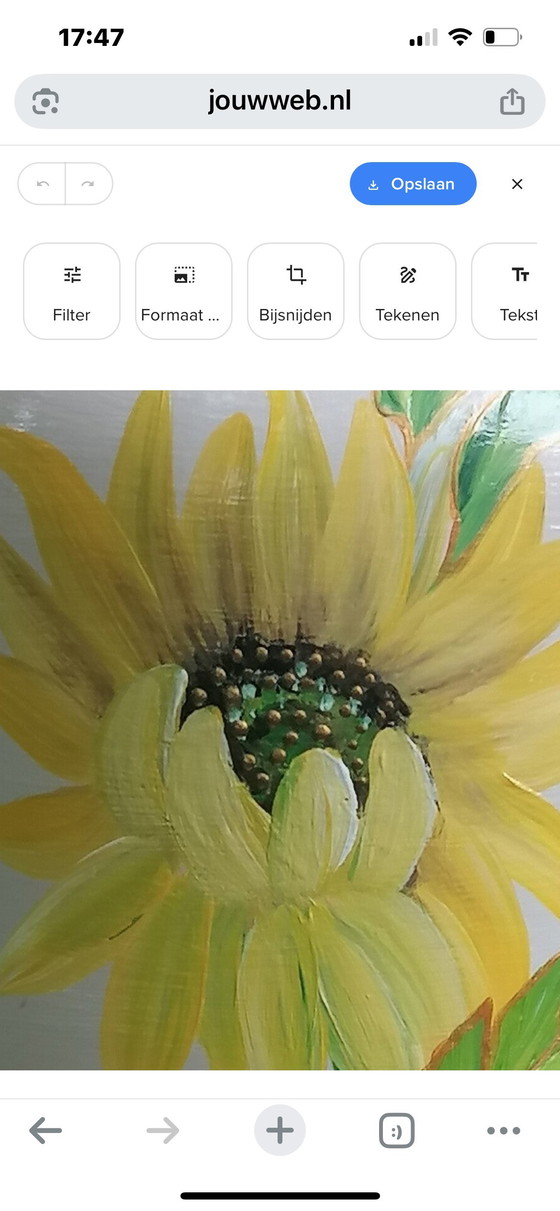 Image 1 of Hand-painted vase 'Sunflower'.