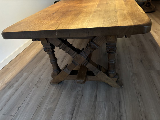Image 1 of Antique solid oak monastery table table antique oak dining table