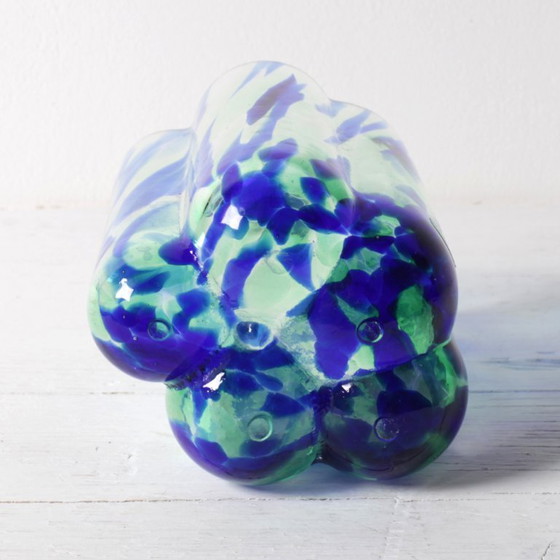 Vaso in Vetro Scandinavo Vintage Pauline Cloud / Blu e Verde / Rune Strand per Sea Glasbruk / Svezia / Anni (photo 6 of 12)