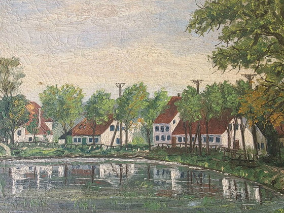 Original Vintage Landscape Oil Painting - Signed J.N. Falck, Paintings & Drawings, Canvas, Gold (photo 8 of 13)