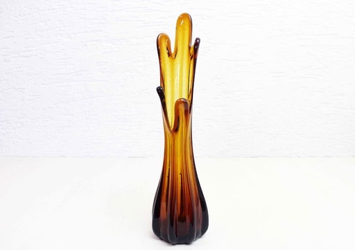 Vintage french amber glass vase