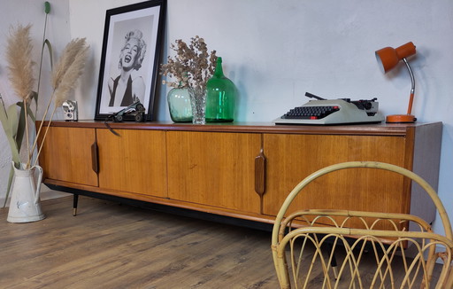 Low Scandinavian Teak And Metal Sideboard