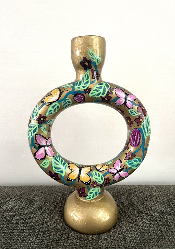Image 1 of Hand-painted candlestick 'Butterflies'