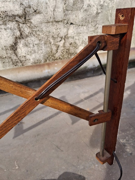 Image 1 of Lámpara de tijera de madera de teca, 1950