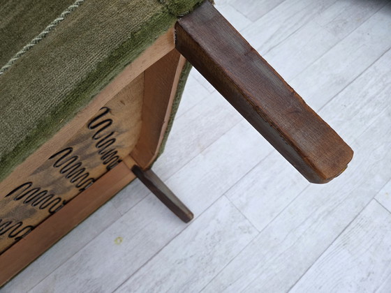 Image 1 of Sofá curvo danés de dos plazas, años 60, terciopelo, madera de haya.