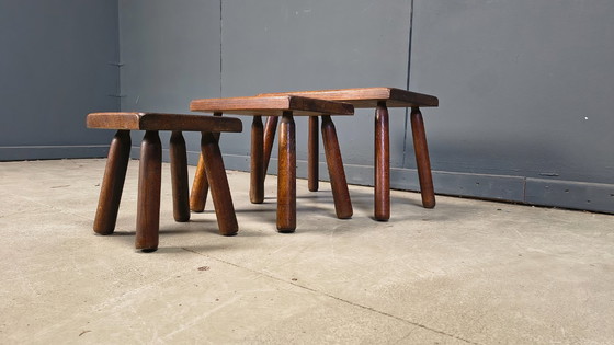 Image 1 of Vintage brutalistische bijzettafels uit de jaren 60.