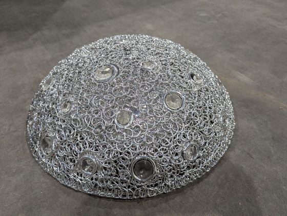 Image 1 of Beautiful silver ceiling lamp with crystals