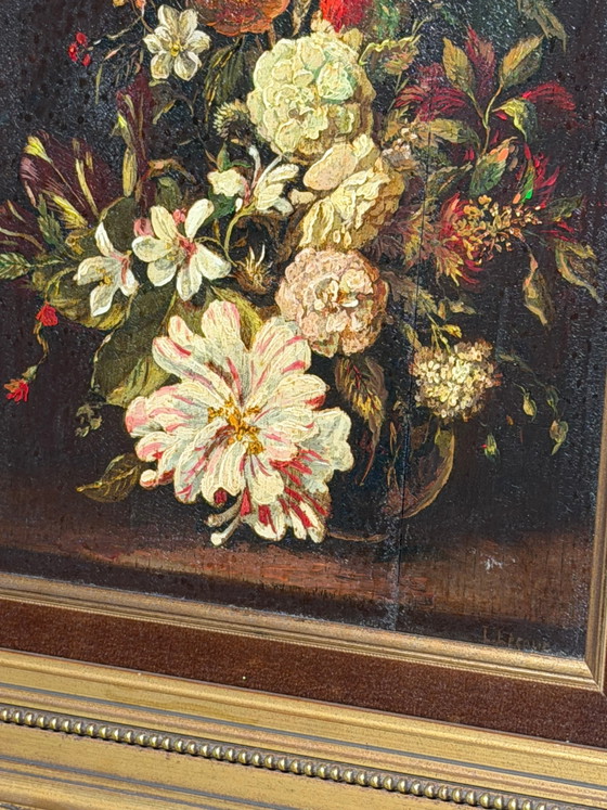 Antique French School Floral Still Life – Oil on Panel – Signed Letour – Paintings & Drawings (photo 4 of 6)